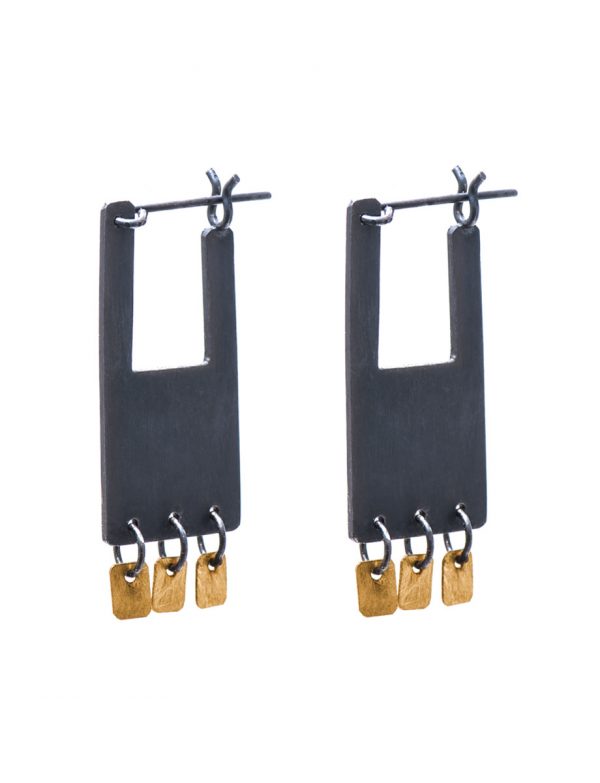 Shikaku Rectangle Earrings – Black & Gold