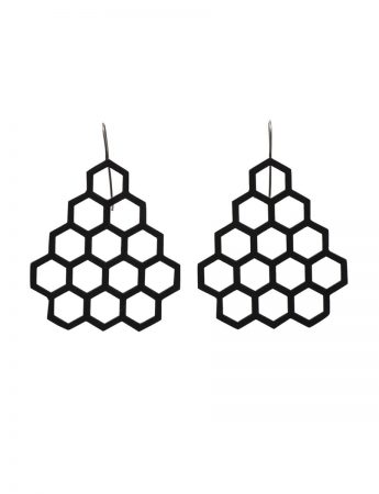 Big Hexagon Earrings – Black