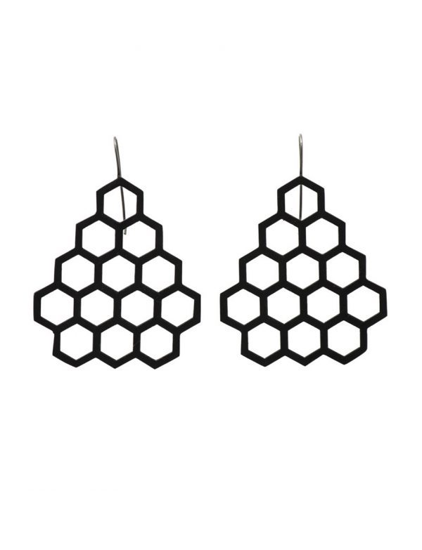 Big Hexagon Earrings – Black