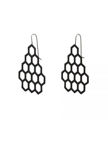 Big Hexagon Earrings – Black