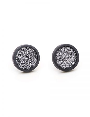 Small Grey Glitter Spot Stud Earrings – Black Edge