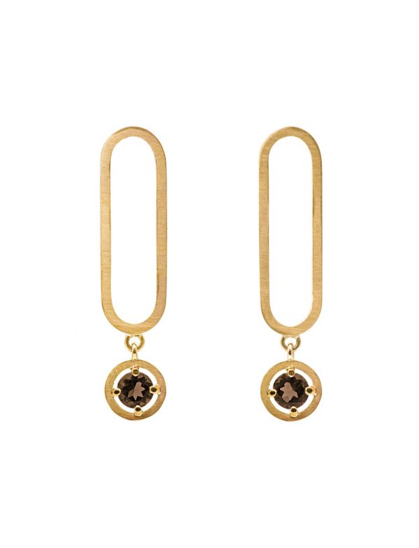 Oval Earrings – Smoky Quartz