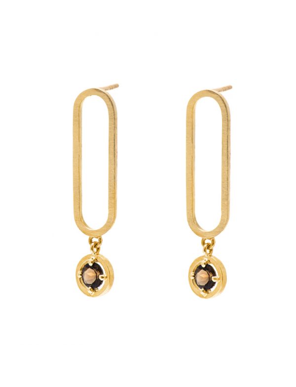Oval Earrings – Smoky Quartz