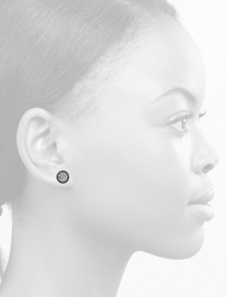 Small Grey Glitter Spot Stud Earrings – Black Edge