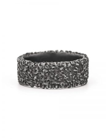 Wide Sunken Oxidised Ring