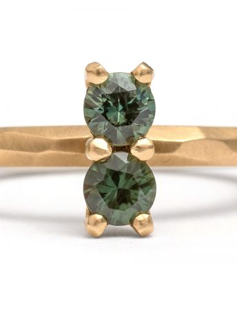 Dark Green Double Sapphire Ring