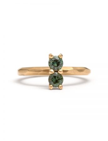 Dark Green Double Sapphire Ring