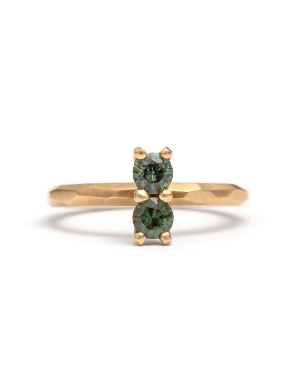 Dark Green Double Sapphire Ring