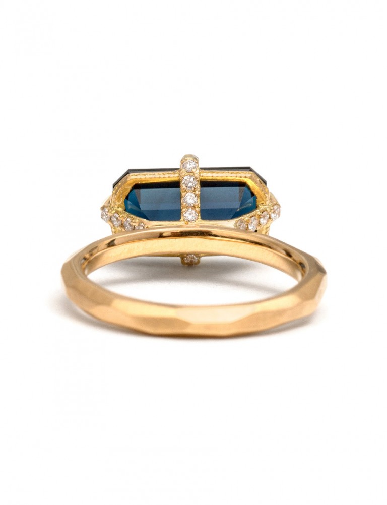 Deep Blue Emerald Cut Sapphire & Diamond Ring | e.g.etal | Melbourne