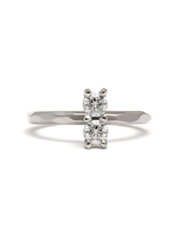 Double Diamond Ring – White Gold