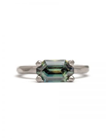 Emerald Cut Yellow & Blue Parti Sapphire Ring