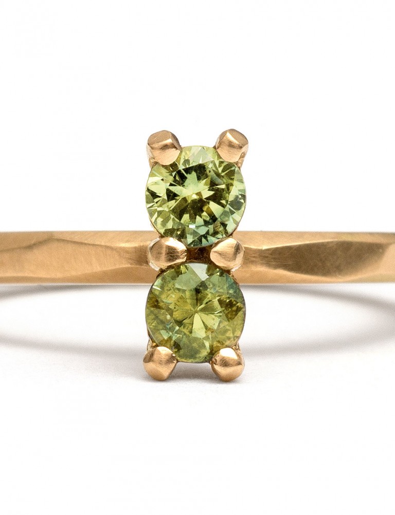 Light Green Double Sapphire Ring