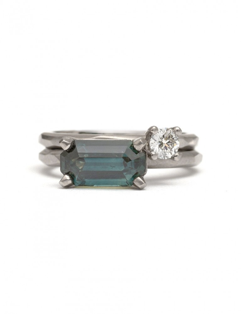 Long Emerald Cut Sapphire Ring