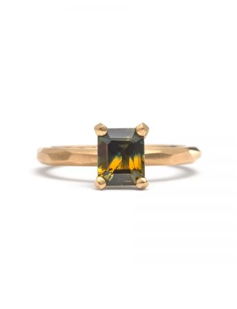 Mustard Emerald Cut Sapphire Ring