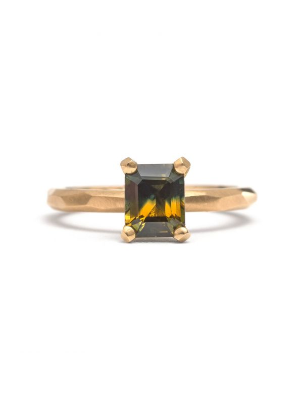 Mustard Emerald Cut Sapphire Ring