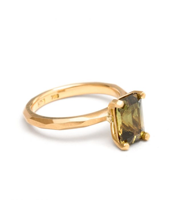 Olive Green Sapphire Ring