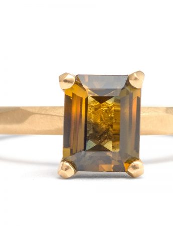 Emerald Cut Cognac Sapphire Ring