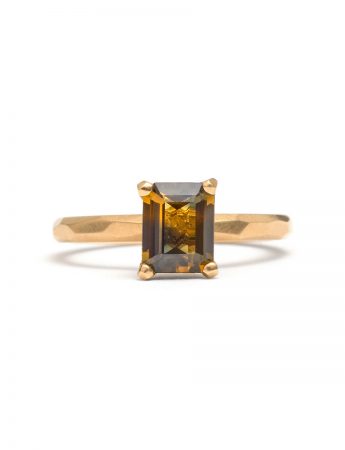 Emerald Cut Cognac Sapphire Ring