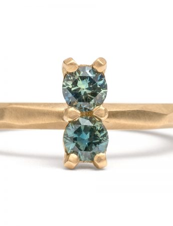 Pale Teal Double Sapphire Ring