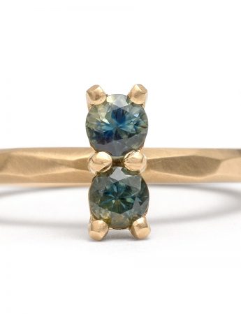 Teal Blue Double Sapphire Ring