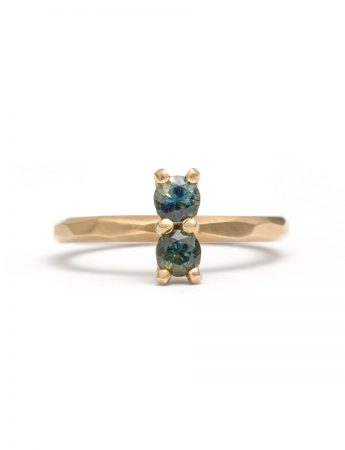 Teal Blue Double Sapphire Ring