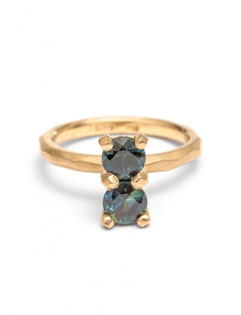 Teal Double Large Sapphire Ring