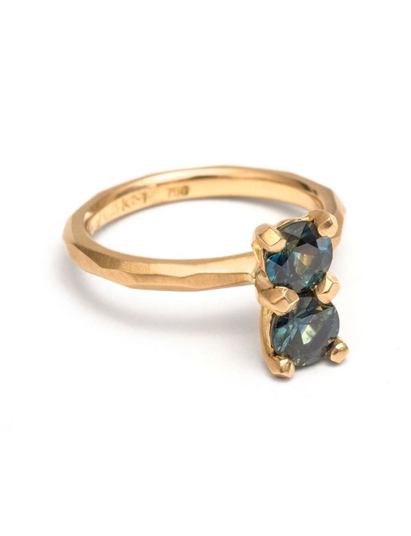Teal Double Large Sapphire Ring