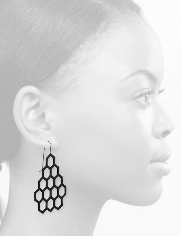 Big Hexagon Earrings – Black