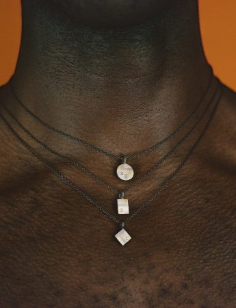 Petite Terrain Round Pendant Necklace – Gold, Silver & Diamond