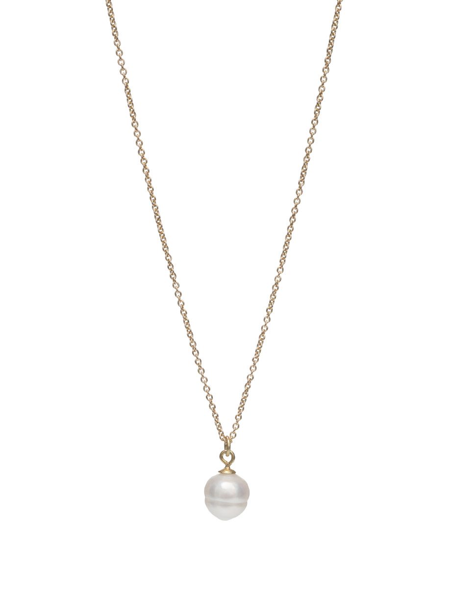 Pearl necklace gold charm deals