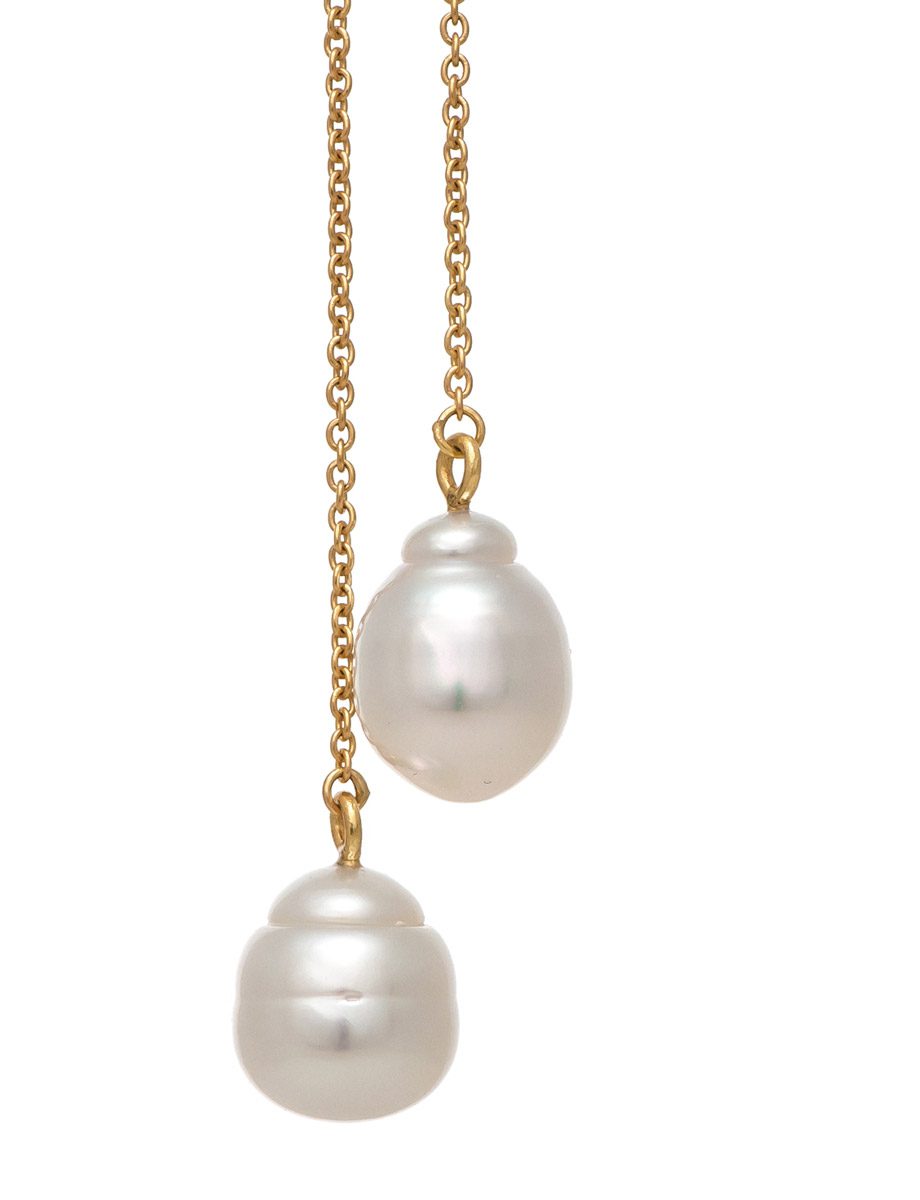 Pearl chain drop sale earrings
