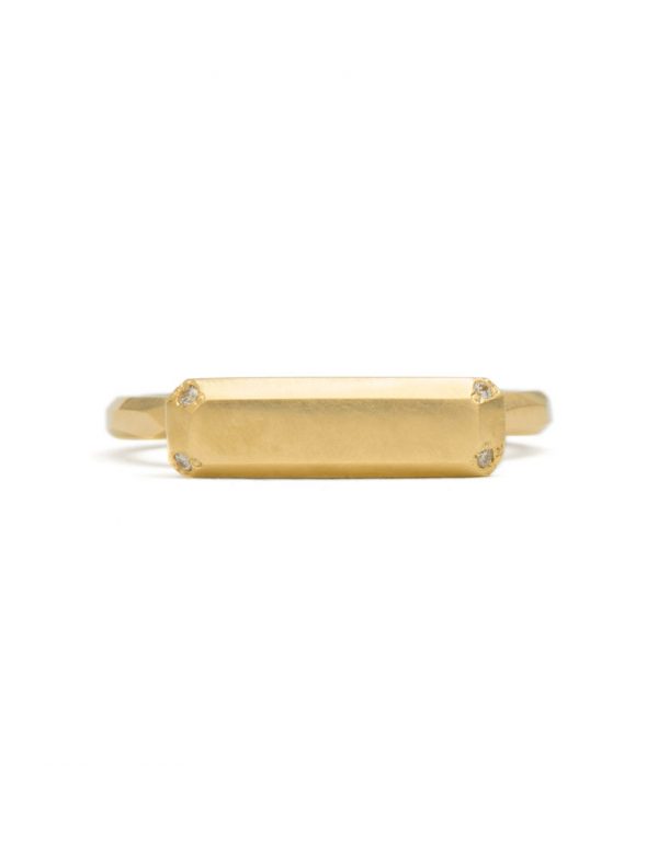 Four Diamond Gold Bar Ring