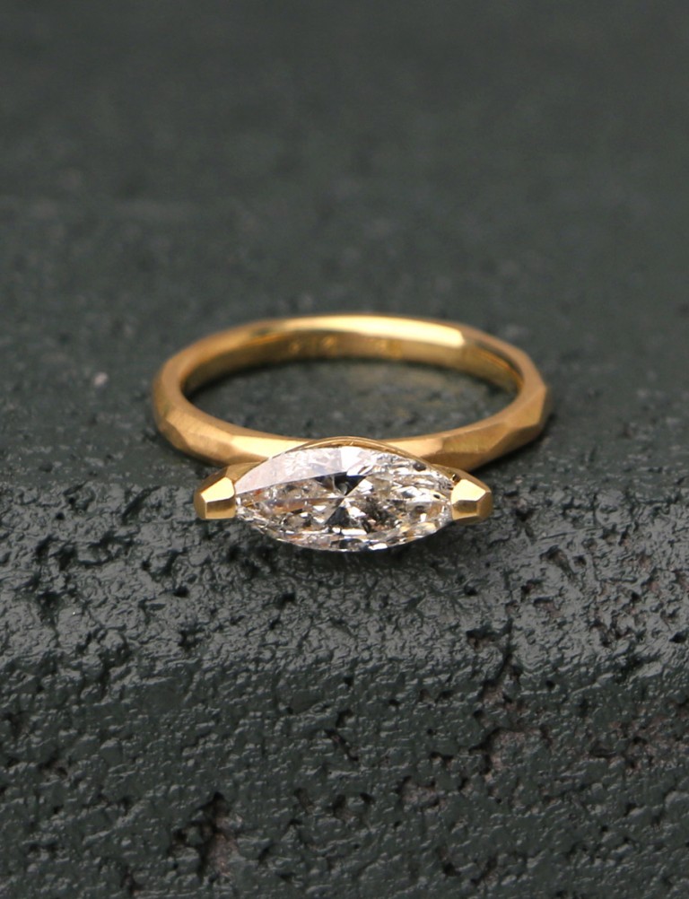 Marquise Cut Salt & Pepper Diamond Ring