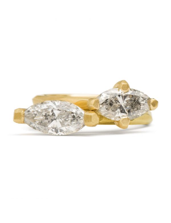 Marquise Cut Salt & Pepper Diamond Ring