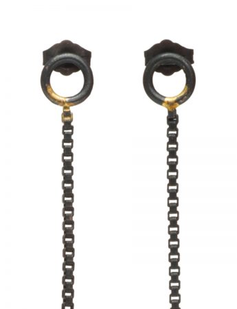 Shikaku Long Box Chain Earrings – Black