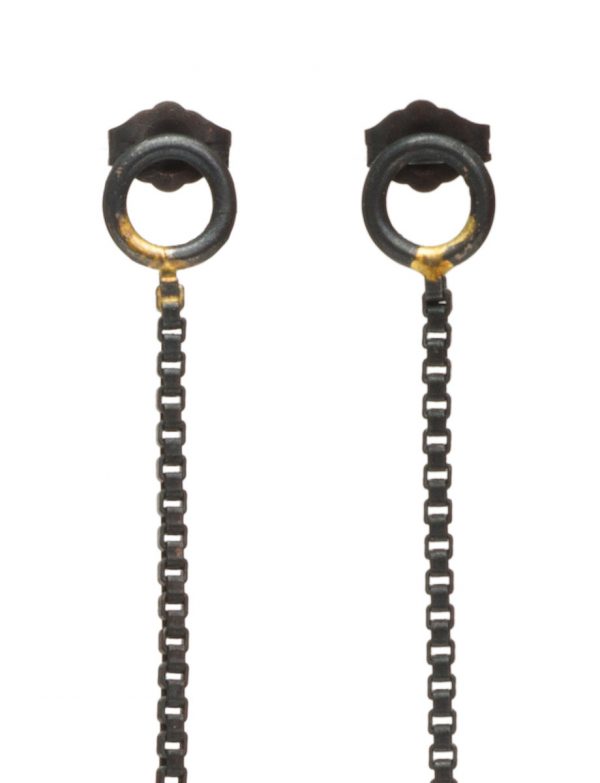 Shikaku Long Box Chain Earrings – Black