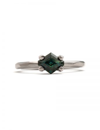 Teal Hexagon Cut Sapphire Ring