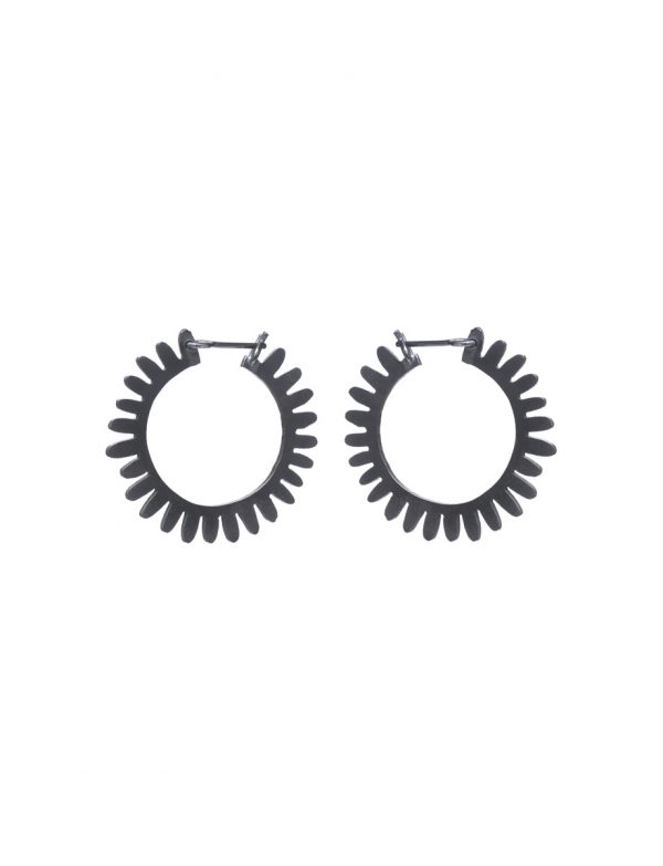 Medium Whirlpool Hoop Earrings – Oxidised Silver