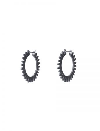 Medium Whirlpool Hoop Earrings – Oxidised Silver