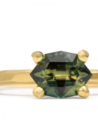 Yellow & Green Maroke Cut Sapphire Ring