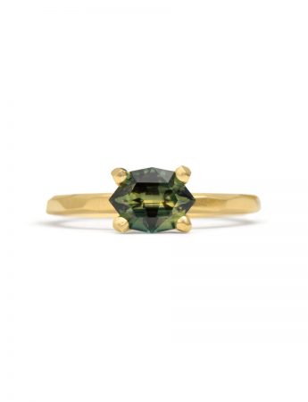 Yellow & Green Maroke Cut Sapphire Ring
