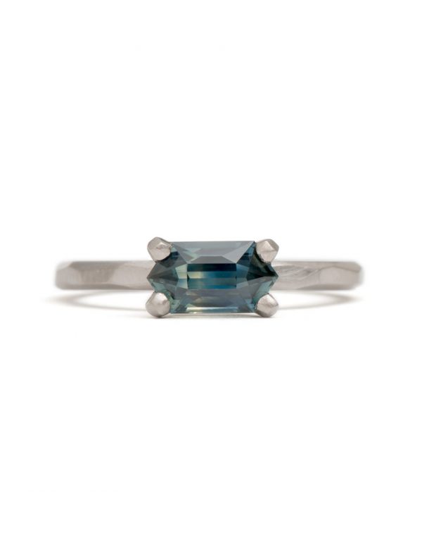 Star Cut Teal Sapphire Ring