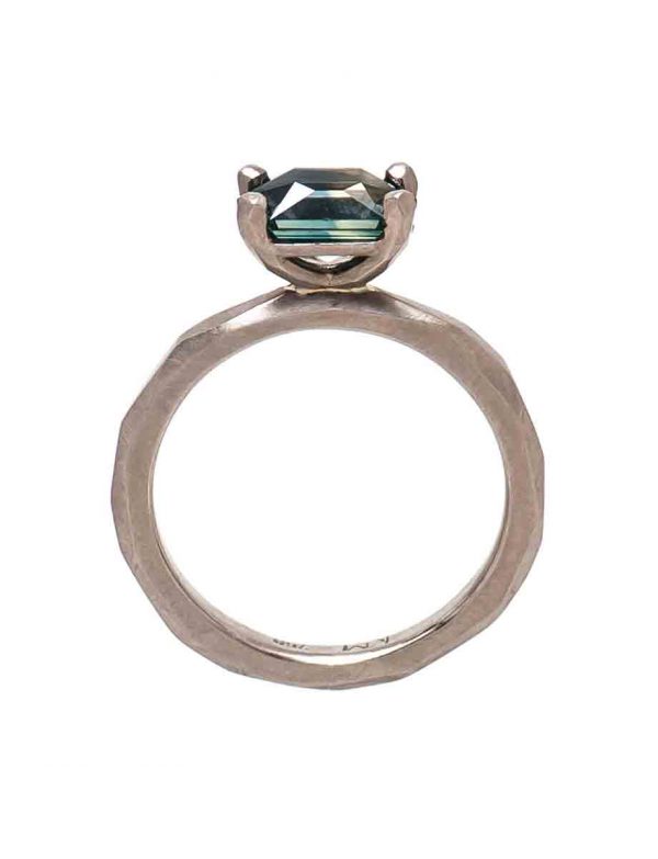 Star Cut Teal Sapphire Ring