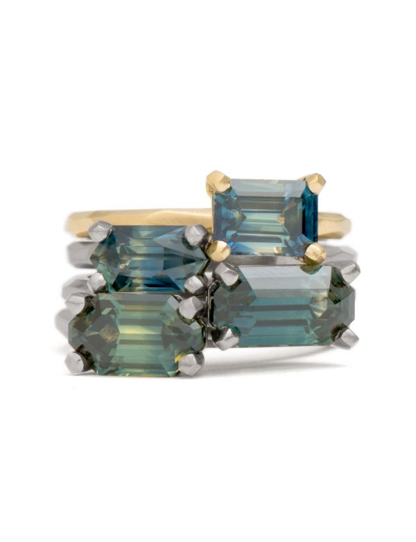 Star Cut Teal Sapphire Ring