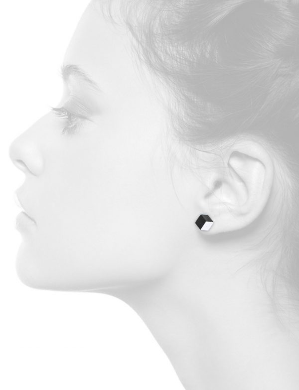 Cubist Stud Earrings – Black Front