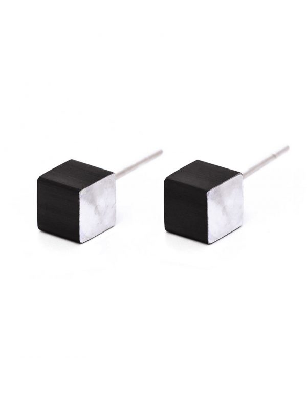 Cubist Stud Earrings – Black Front