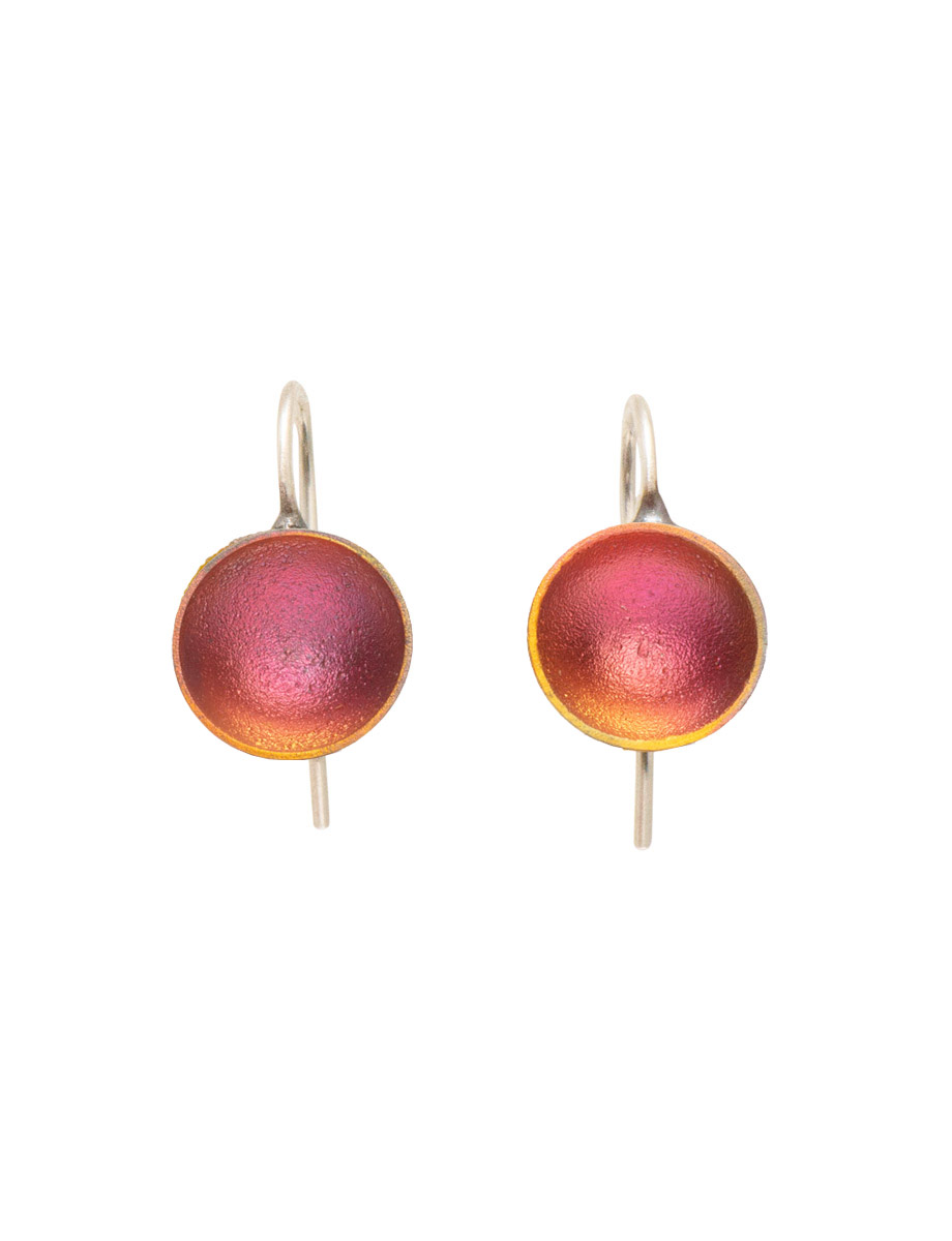 Small Dome Hook Earrings – Pink