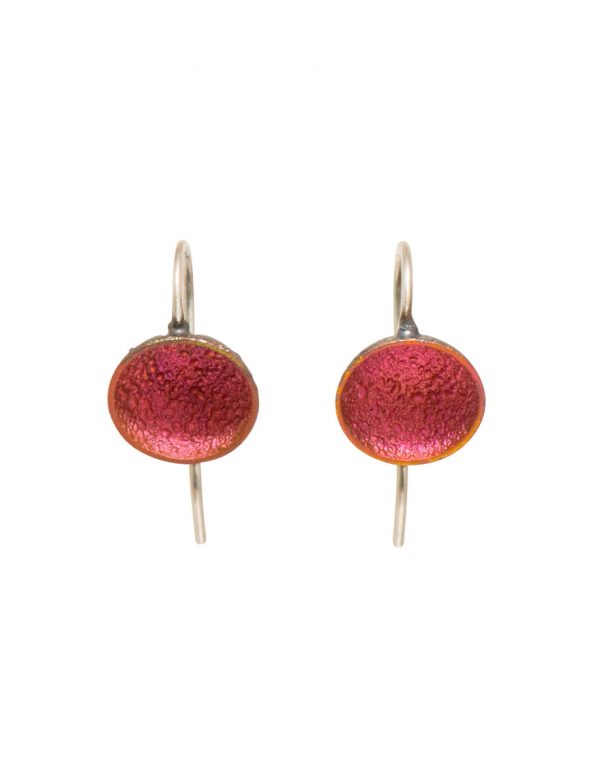 Small Dome Hook Earrings – Pink