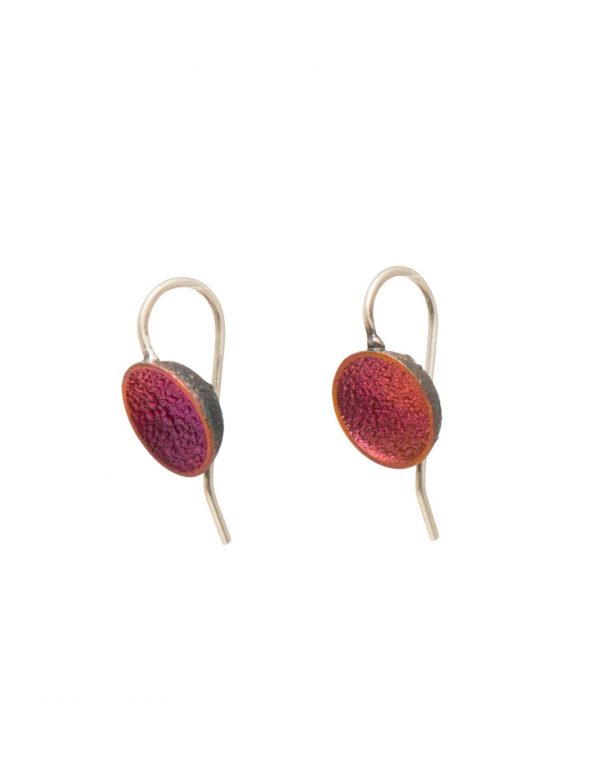 Small Dome Hook Earrings – Pink