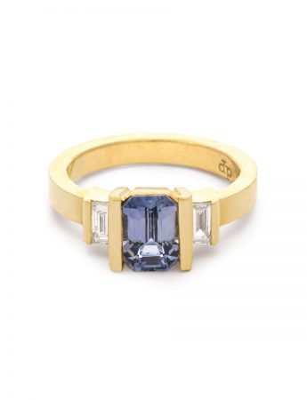 Radiant Deco Ring – Cornflower Blue Sapphire